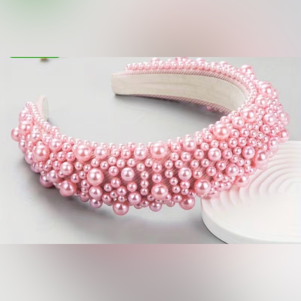 New Pink Pearl Embellished Headband